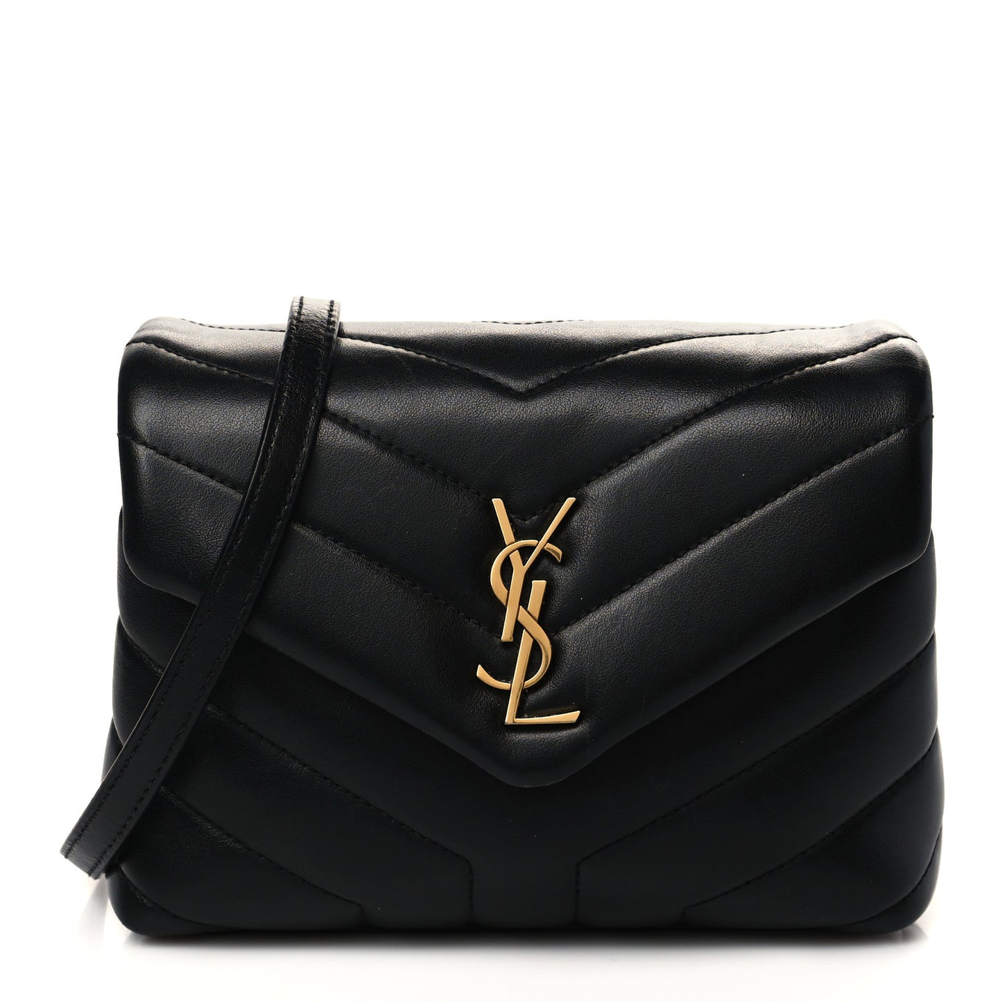 Calfskin Y Quilted Monogram Toy Loulou Crossbody Bag Black