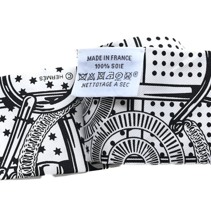 Hermes Silk Eperon d'Or Cut Twilly White Marine Black 3 of 3