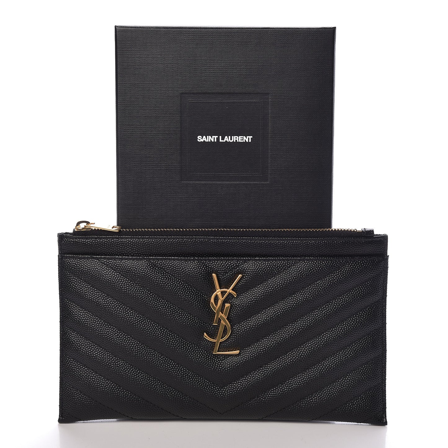 Grain De Poudre Chevron Monogram Bill Pouch Black
