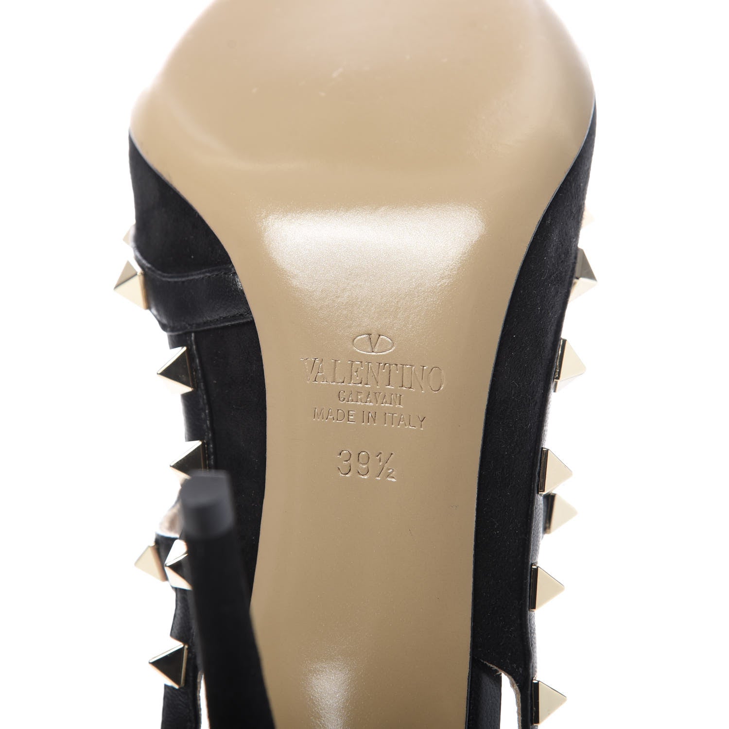 Valentino Garavani Suede Rockstud Ankle Strap Pumps 39.5 Black 8 of 9
