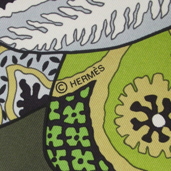 Hermes Silk Fleurs D'Indiennes Scarf 90 Kaki 7 of 8