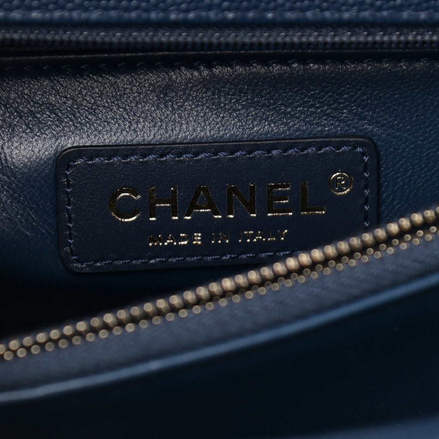 Caviar Lizard Embossed Quilted Small Coco Handle Flap Navy Blue