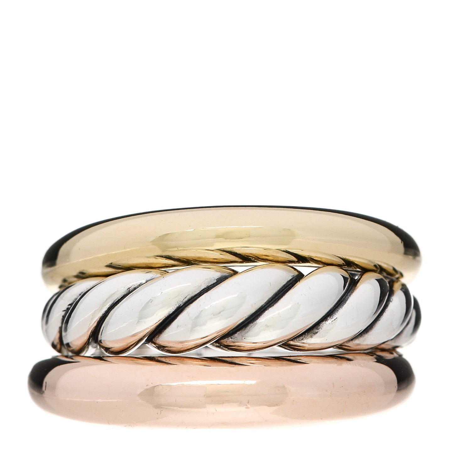 Sterling Silver Bronze Brass Pure Form Three-Row Ring 57 8