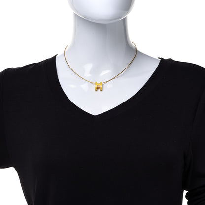 Hermes Lacquered Gold Pop H Pendant Necklace Naples Yellow 2 of 7