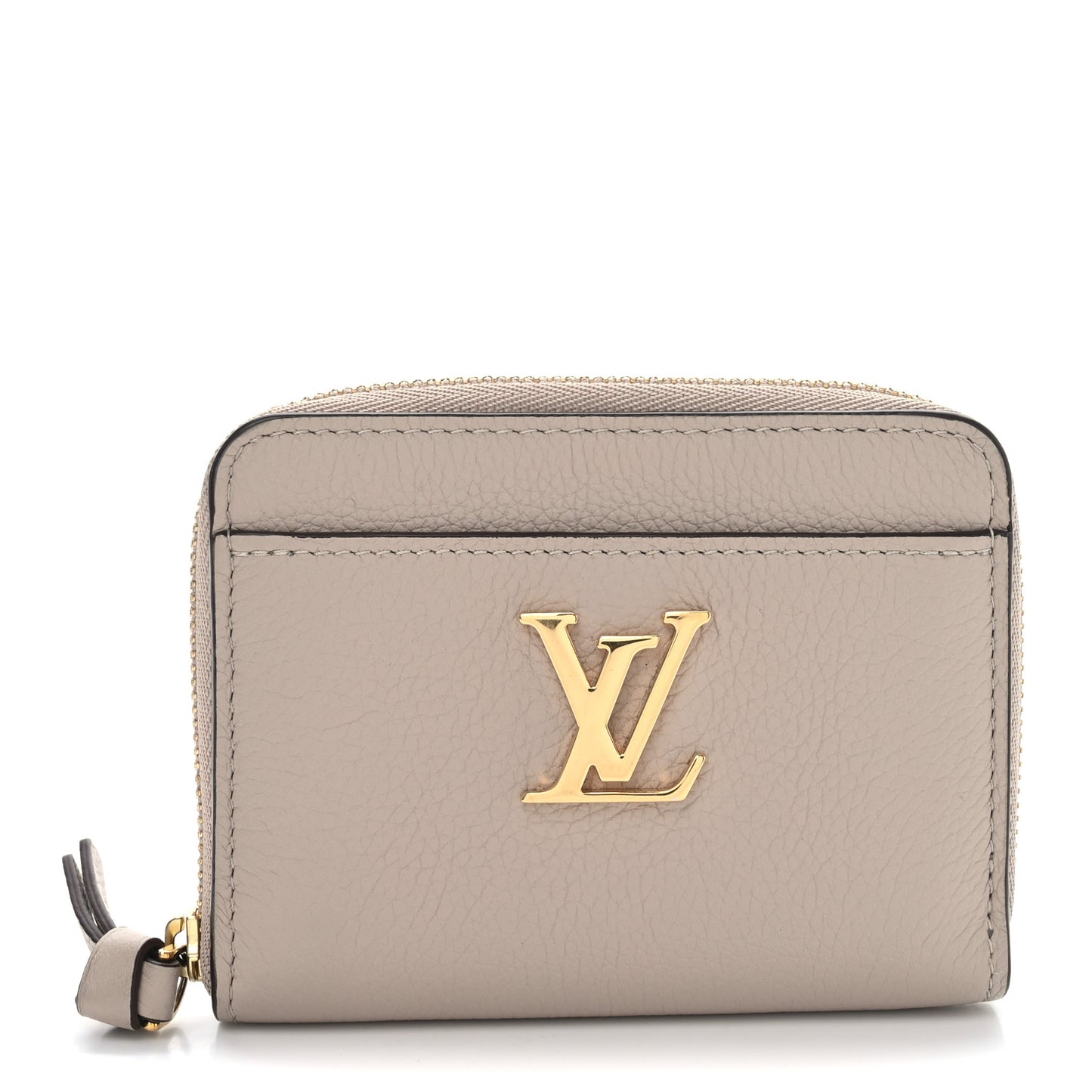 Calfskin Lockme Zippy Coin Purse Greige
