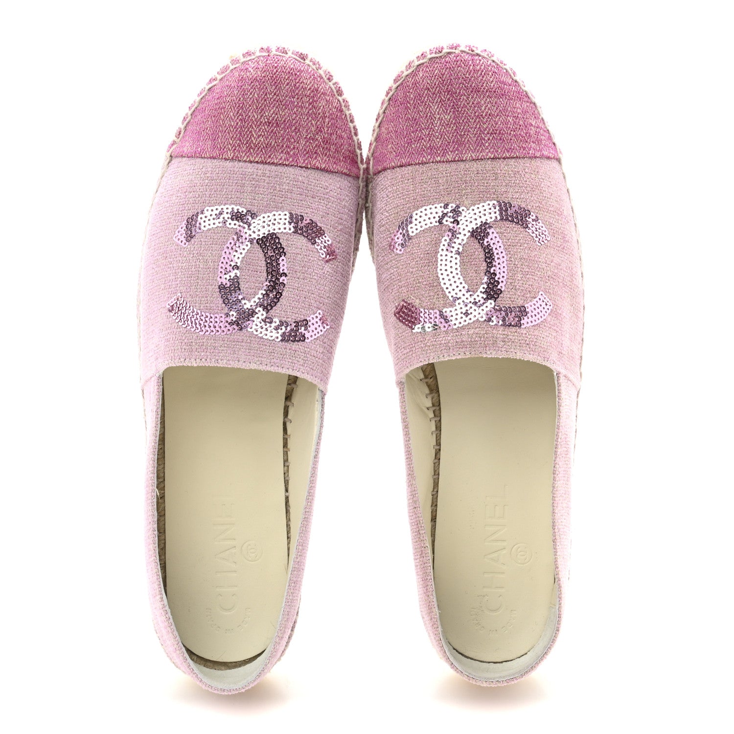 Chanel Toile Sequin CC Espadrilles 41 Pink Dark Pink 2 of 9