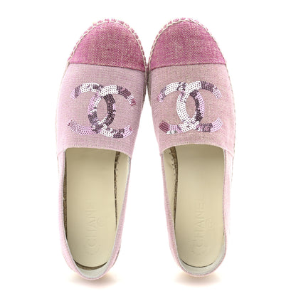 Chanel Toile Sequin CC Espadrilles 41 Pink Dark Pink 2 of 9