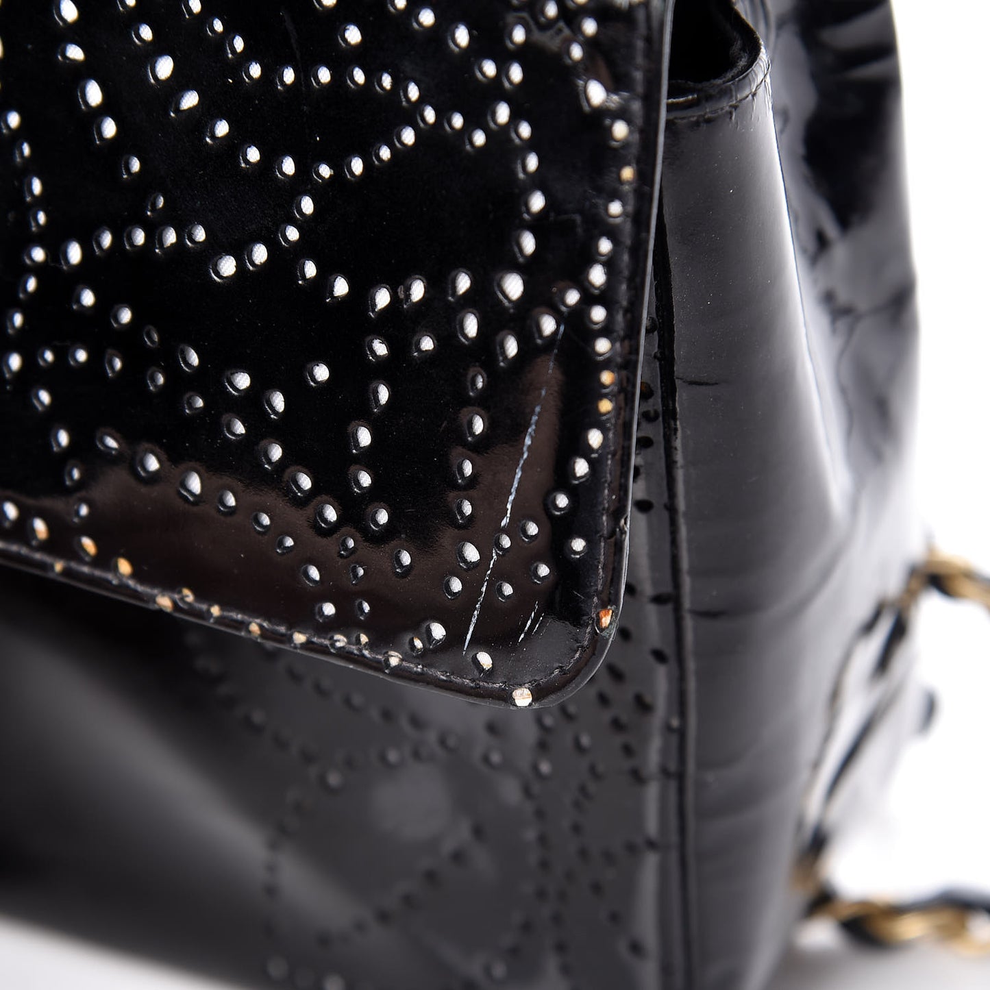 Patent Perforated Camellia Medium Single Flap Black
