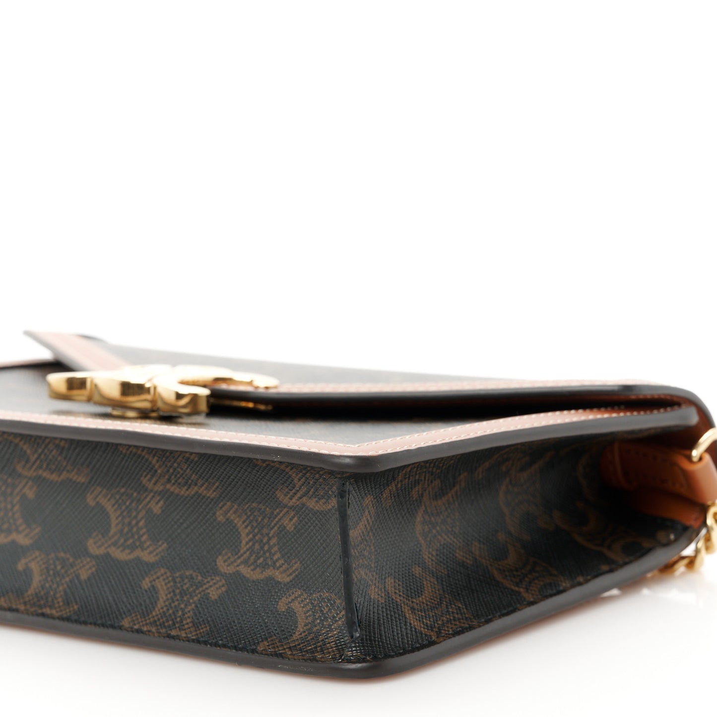 Triomphe Canvas Calfskin Margo Wallet on Chain Tan