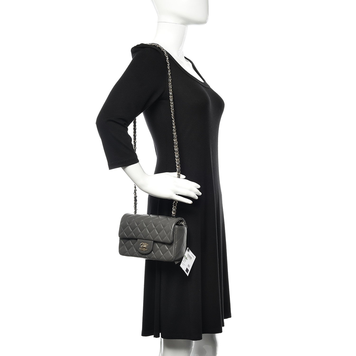 Chanel Lambskin Quilted Mini Rectangular Flap Grey 2 of 11