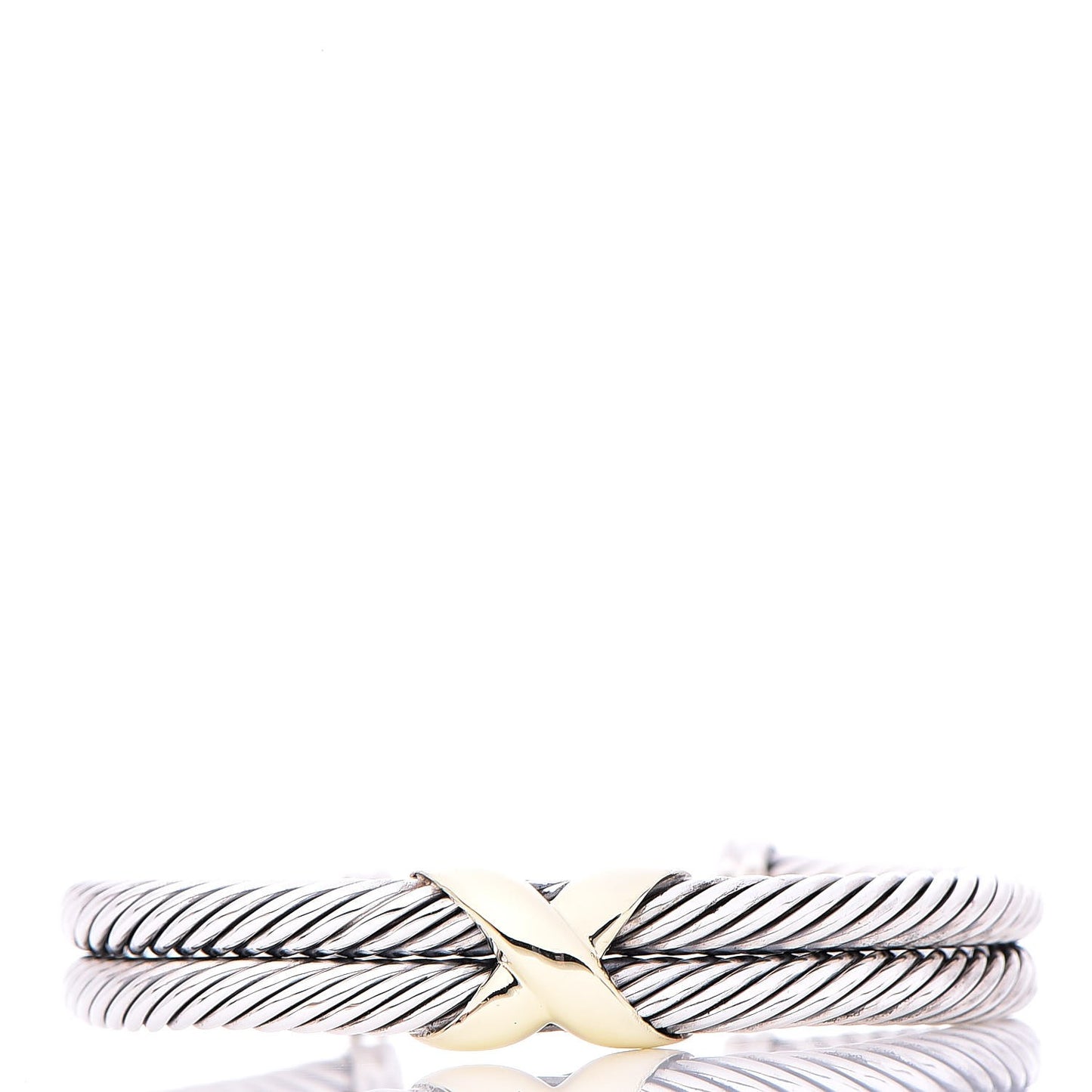 Sterling Silver 14K Yellow Gold 10mm X Double Cable Bracelet