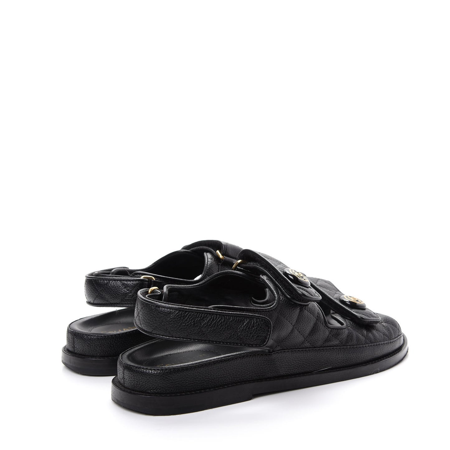 Grained Calfskin Velcro Dad Sandals 39.5 Black