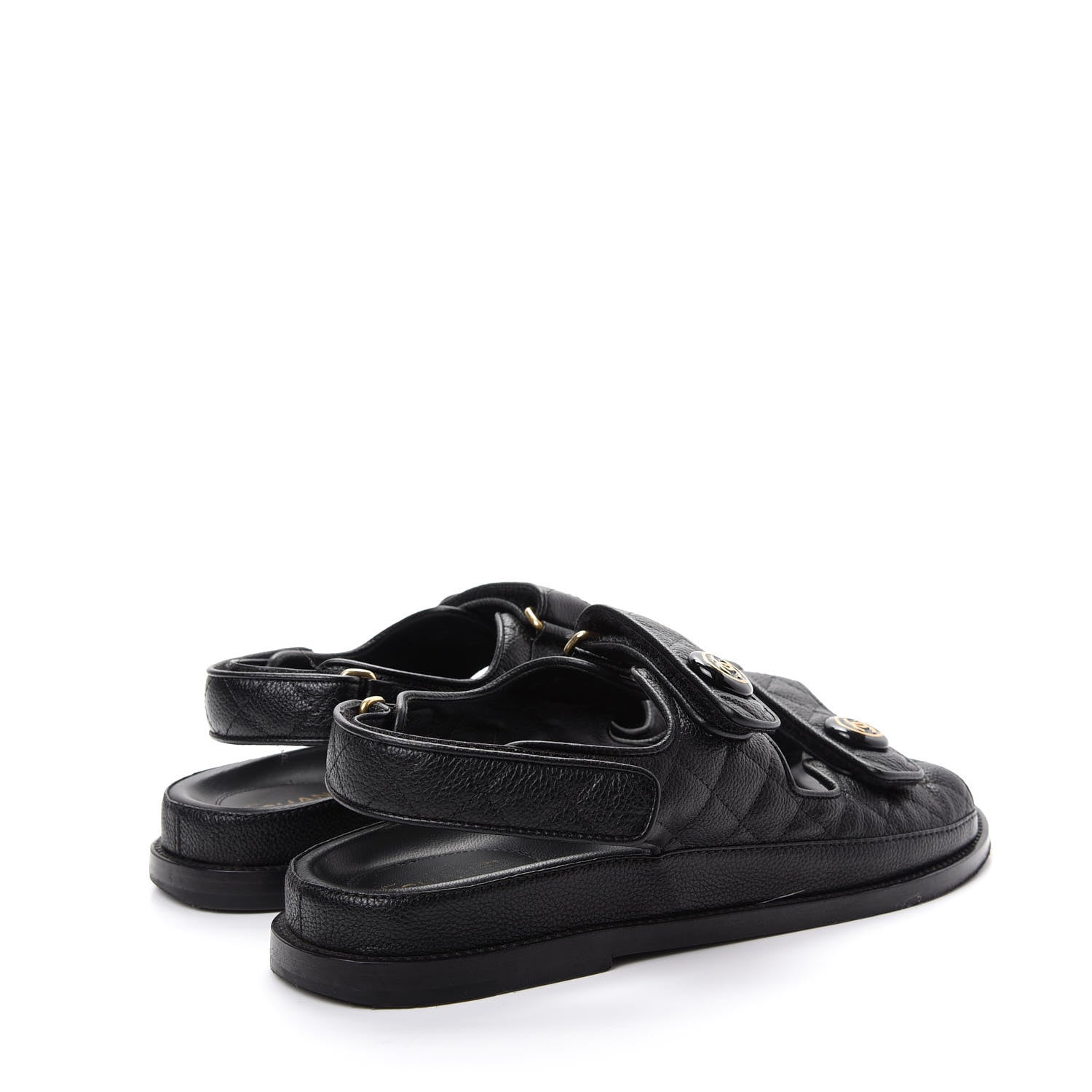 Chanel Grained Calfskin Velcro Dad Sandals 39.5 Black 4 of 11