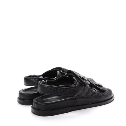 Chanel Grained Calfskin Velcro Dad Sandals 39.5 Black 4 of 11