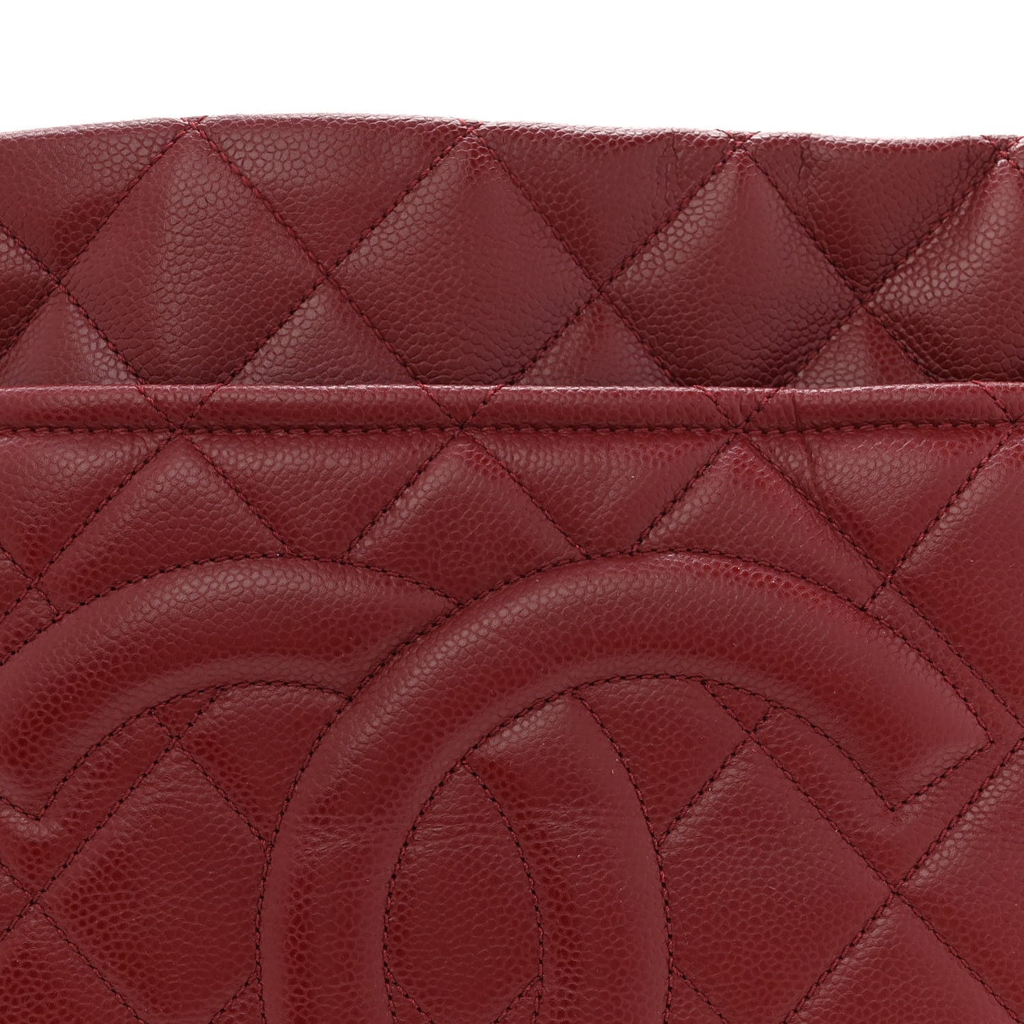 Caviar Quilted Timeless CC Soft Tote Dark Red