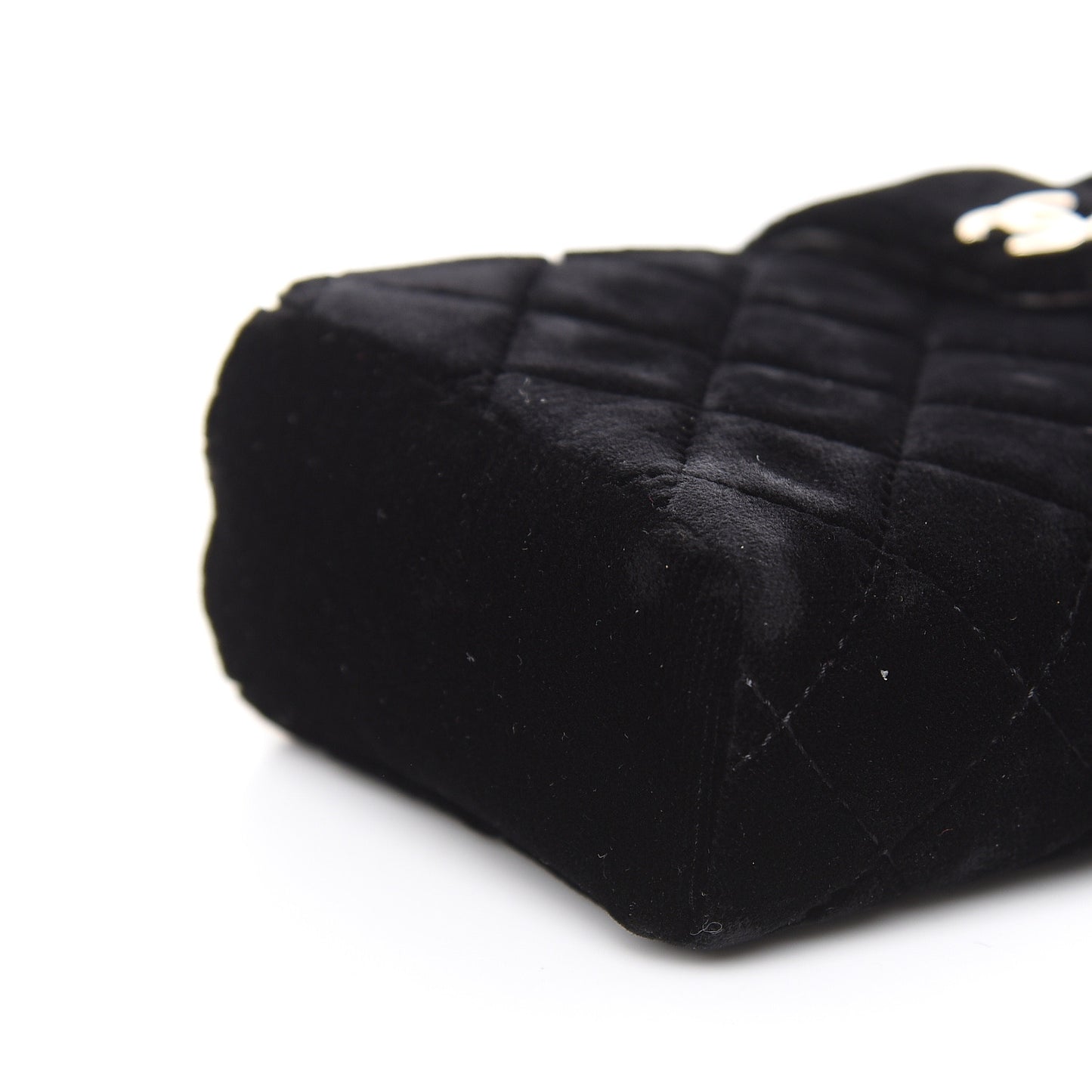Velvet Quilted Small Clutch With Chain Black