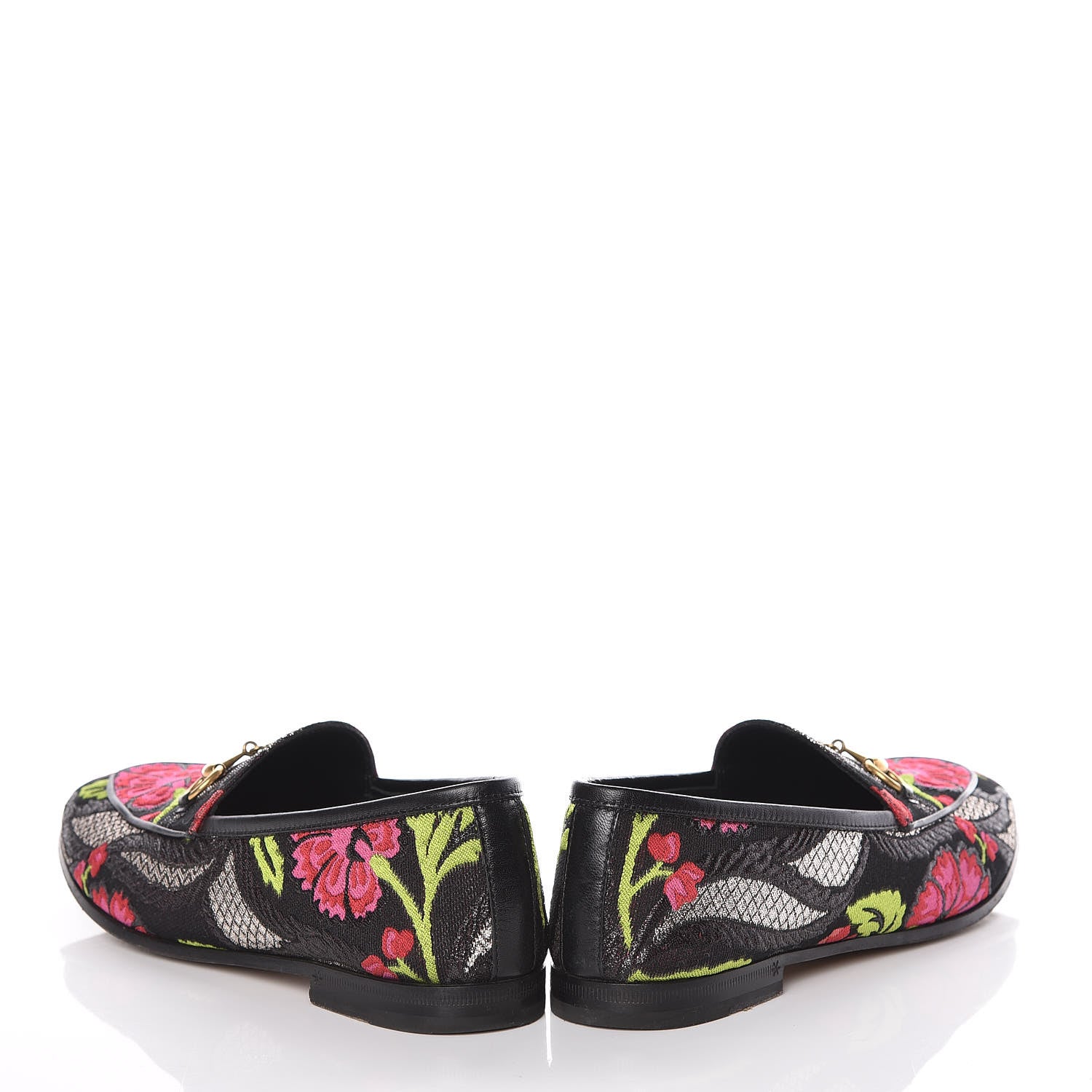 Gucci Floral Jacquard Horsebit Womens Jordaan Loafers 37.5 Multi 5 of 15