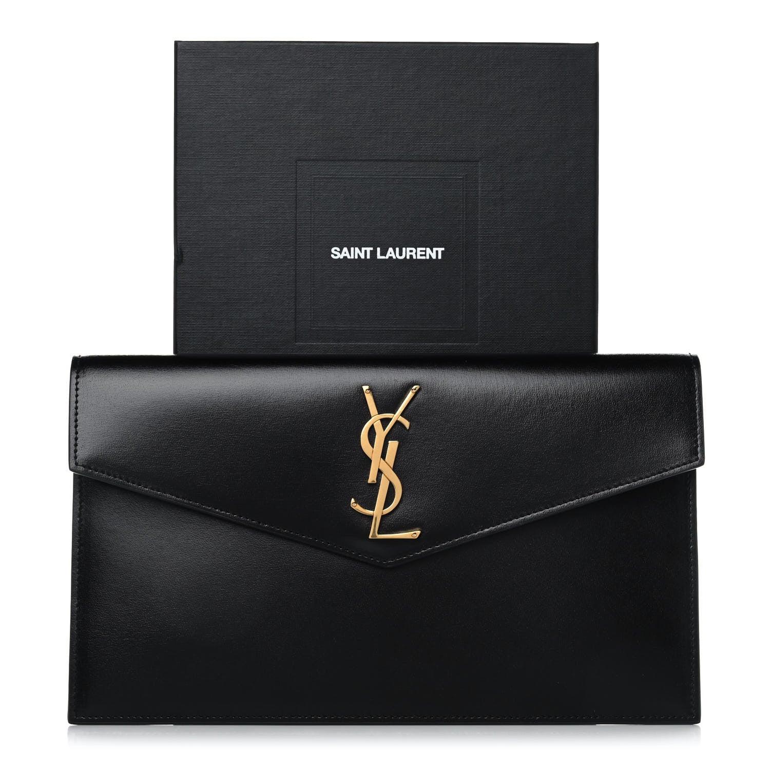 Saint Laurent Smooth Shiny Calfskin Monogram Uptown Pouch Black 12 of 12