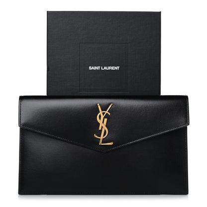 Saint Laurent Smooth Shiny Calfskin Monogram Uptown Pouch Black 12 of 12