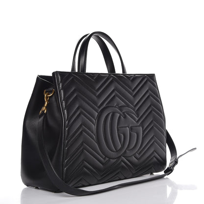 Gucci Calfskin Matelasse Medium GG Marmont Tote Black 3 of 10