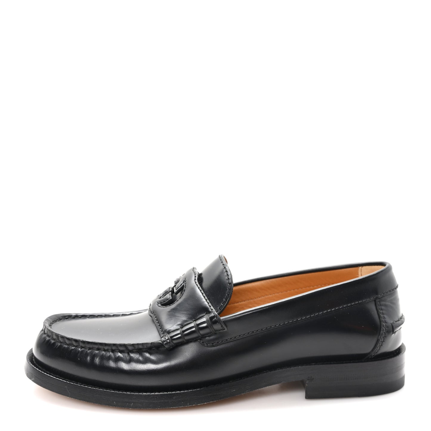 Millennial Ribot Cut Out Interlocking G Loafers 37 Black