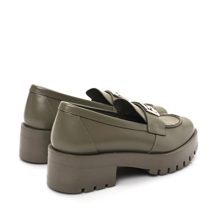 Chanel Calfskin Metal CC Loafers 39 Khaki 4 of 10