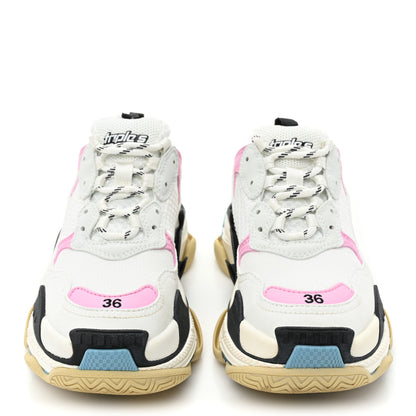 Balenciaga Fabric Mesh Washed Effect Womens Triple S Sneakers 36 Pink White Blue 2 of 13