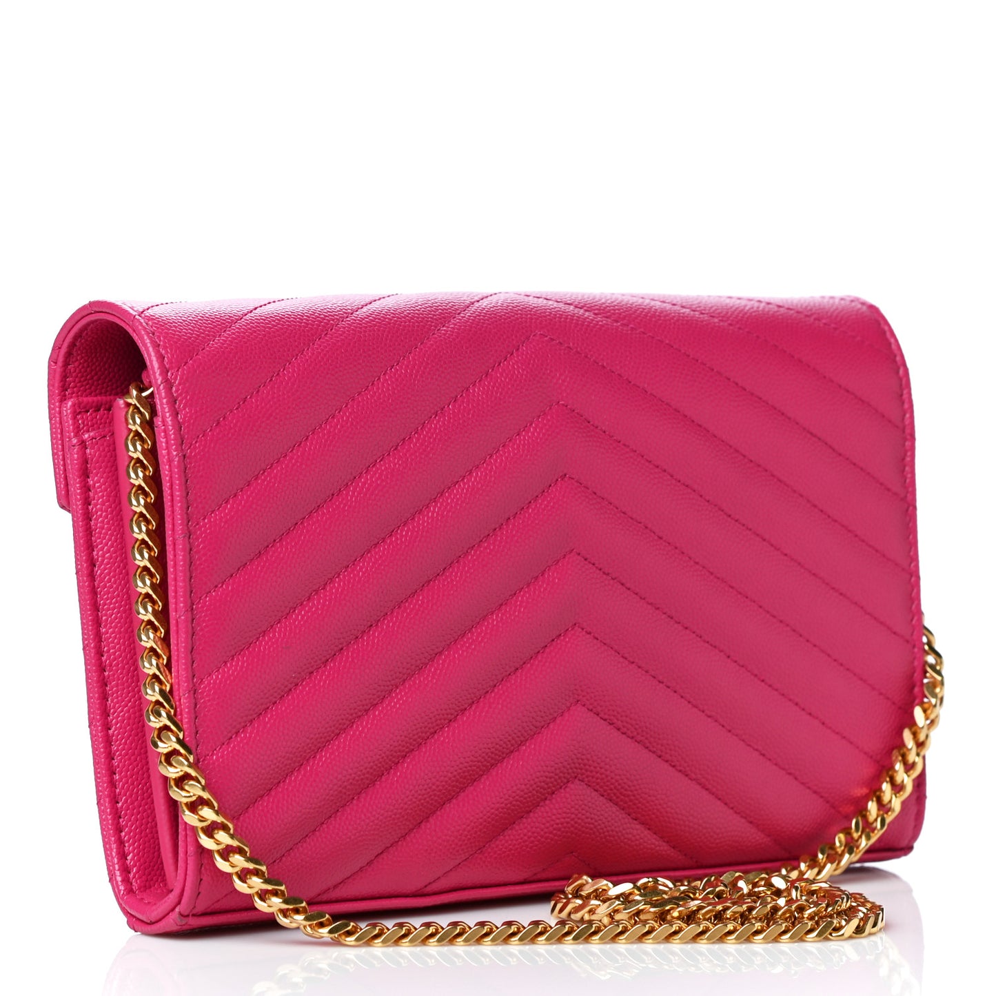 Grain De Poudre Matelasse Chevron Monogram Chain Wallet Bubblegum