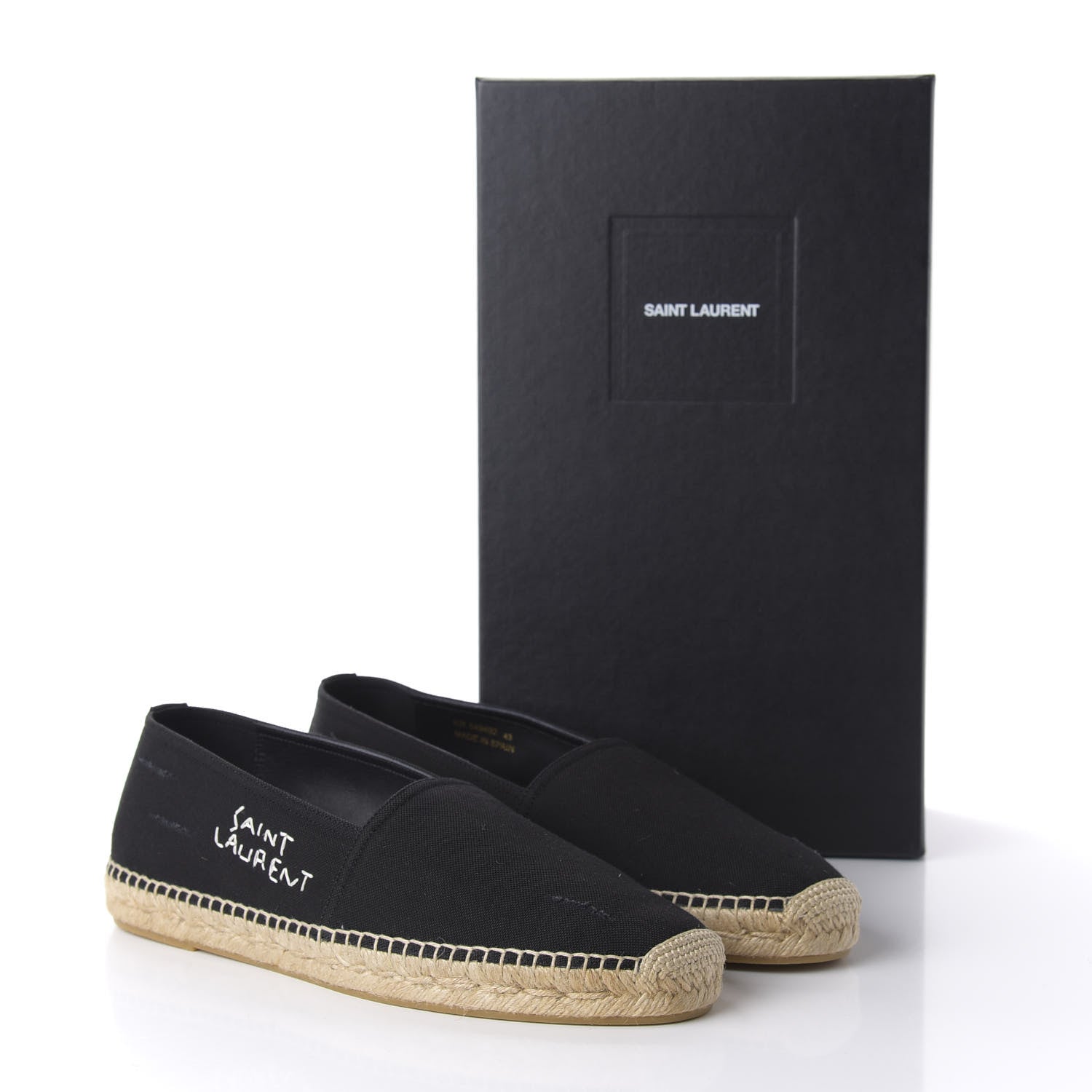 Saint Laurent Canvas Elba Logo Embroidered Espadrilles 43 Black 9 of 9