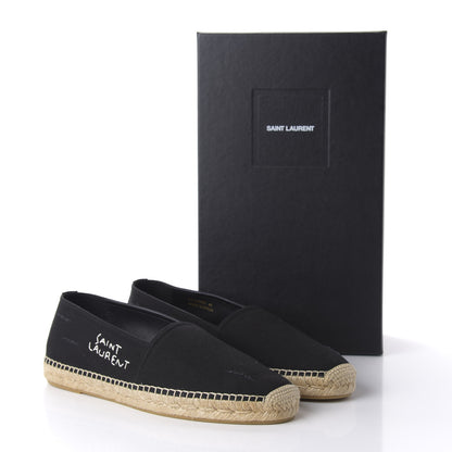 Saint Laurent Canvas Elba Logo Embroidered Espadrilles 43 Black 9 of 9