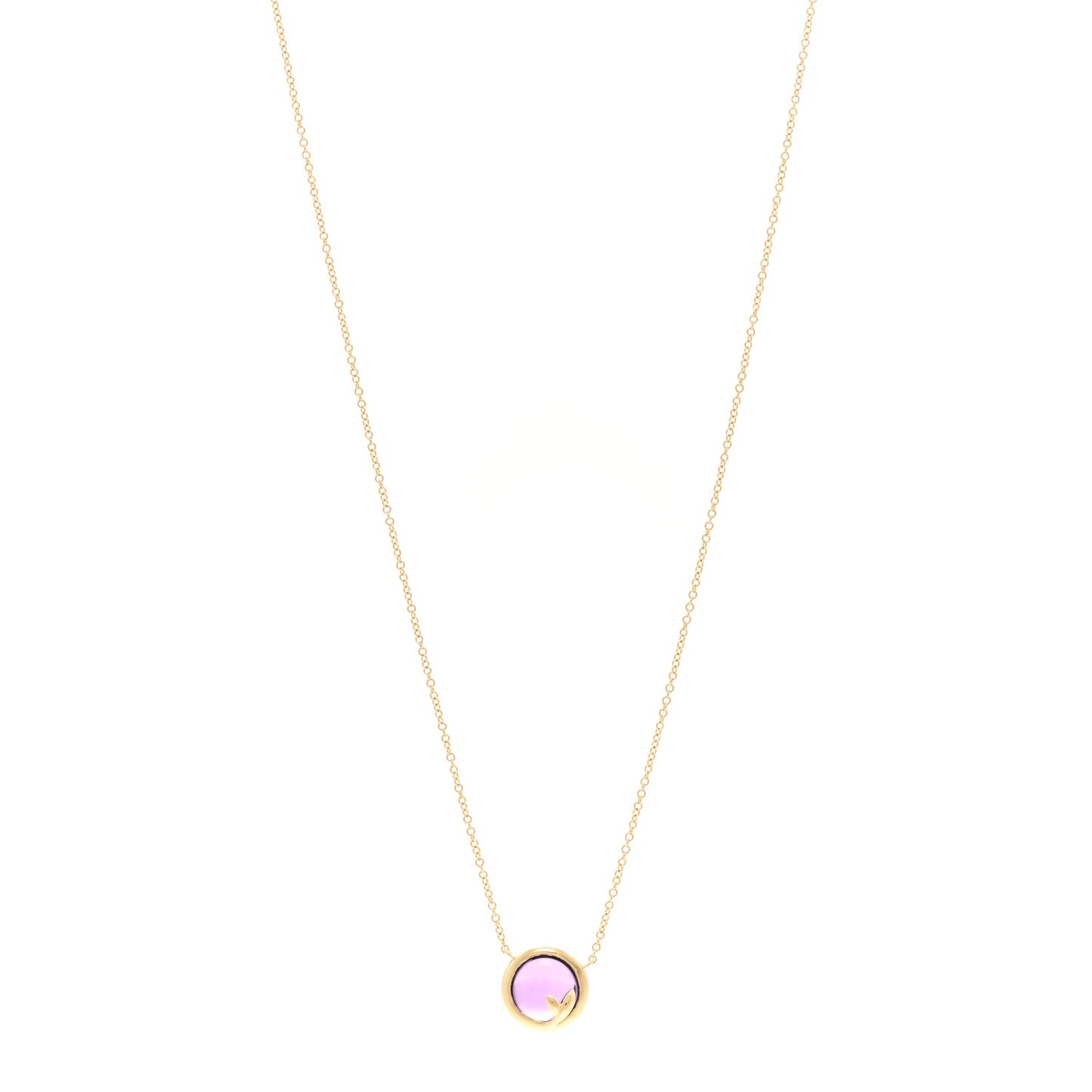 18K Yellow Gold Amethyst Paloma Picasso Olive Leaf Pendant Necklace