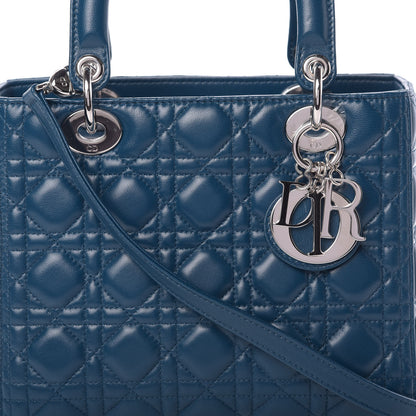 Christian Dior Lambskin Cannage Medium Lady Dior Blue 8 of 12