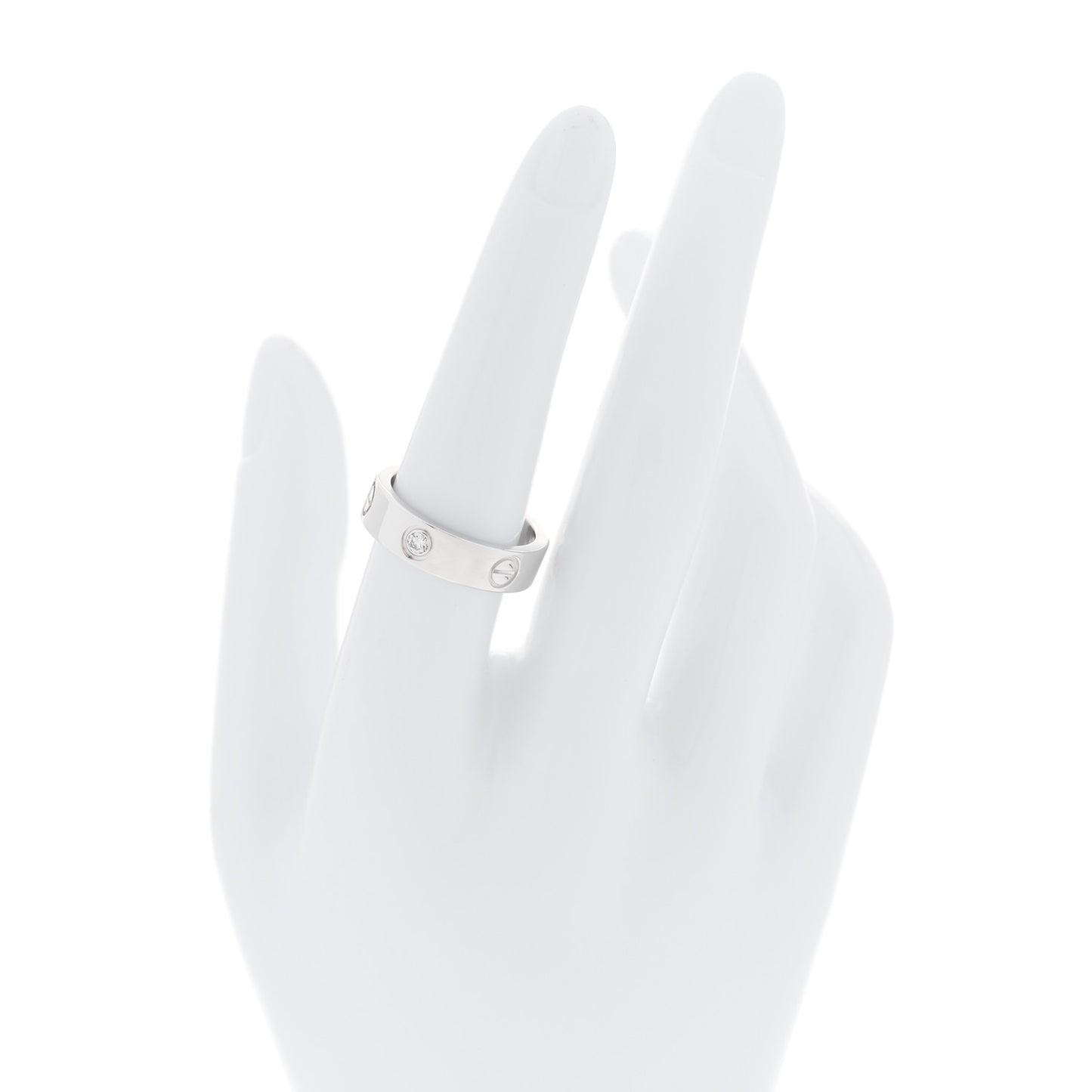 18K White Gold 3 Diamond 5.5mm LOVE Ring 56 7.75
