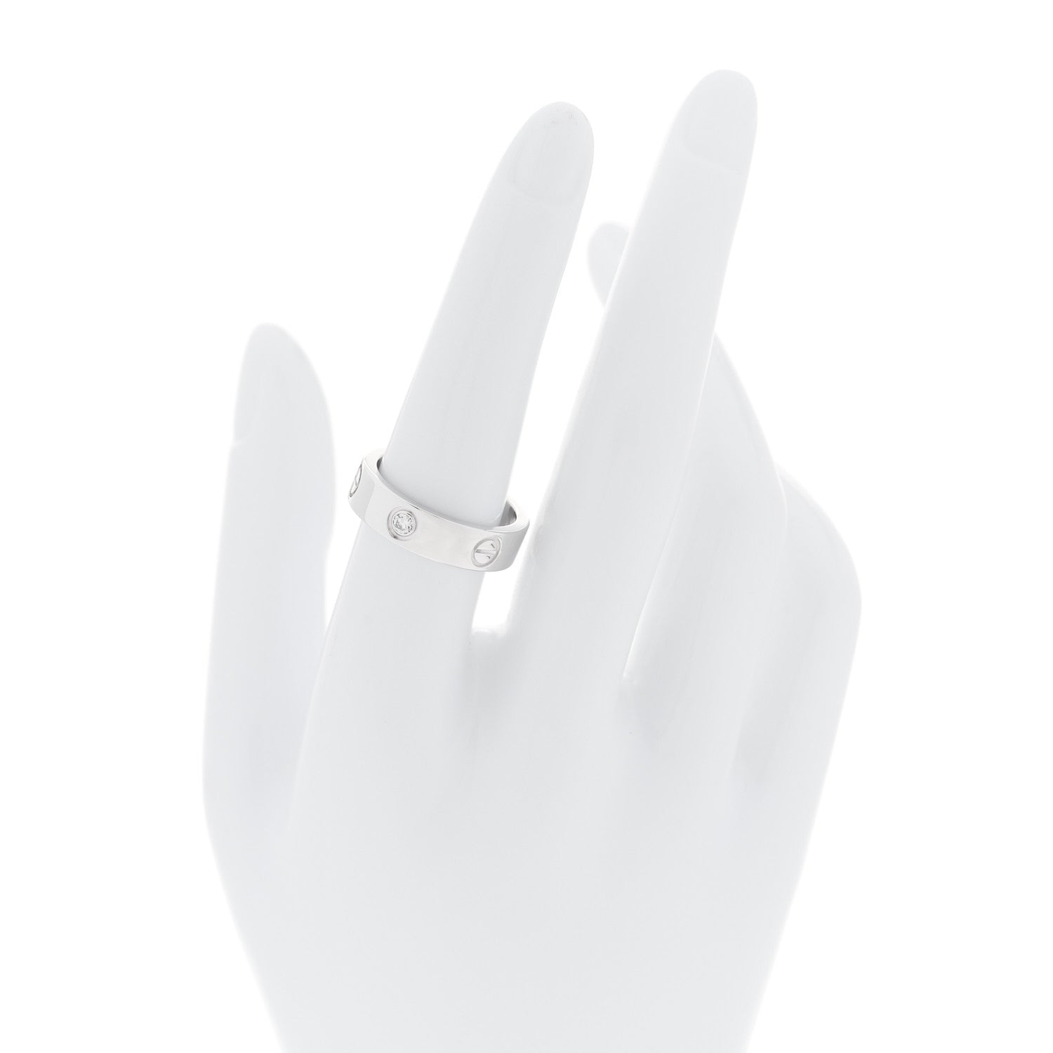 Cartier 18K White Gold 3 Diamond 5.5mm LOVE Ring 56 7.75 2 of 4