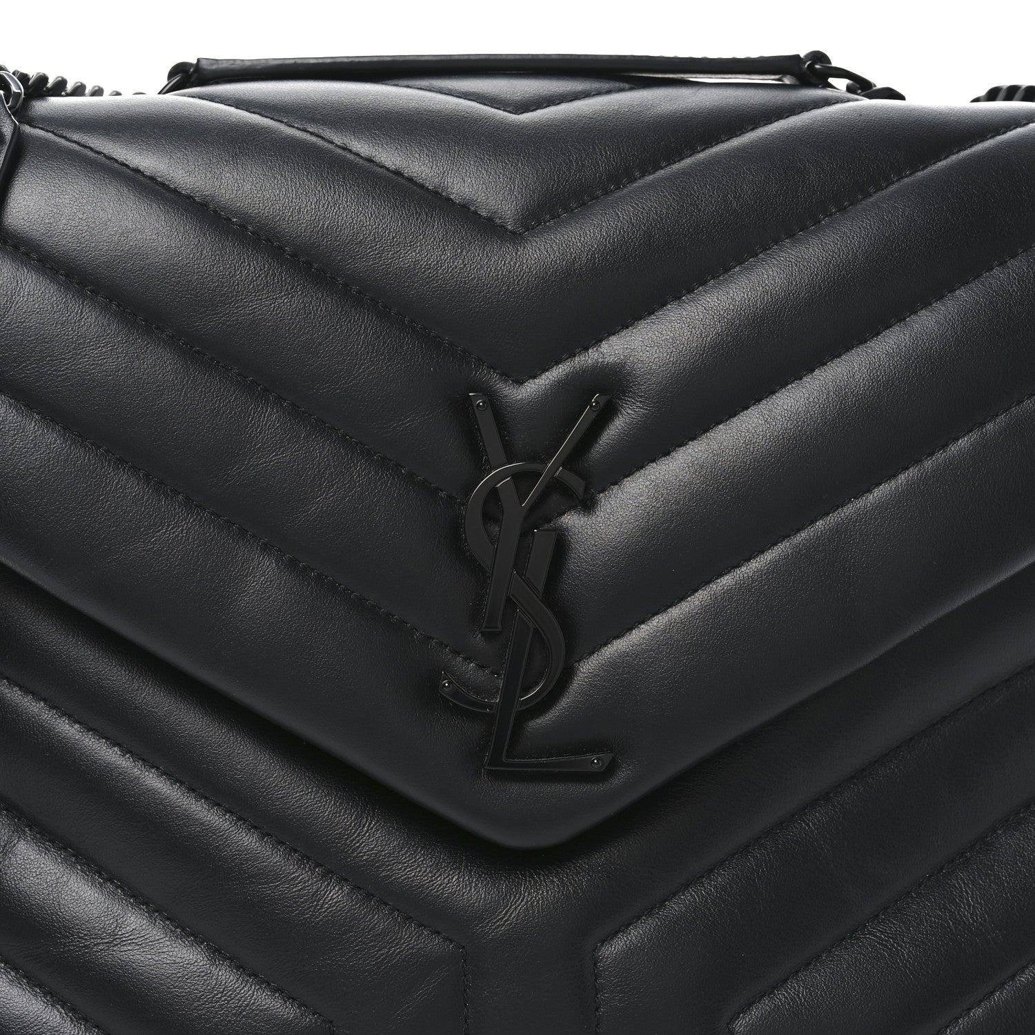 Saint Laurent Calfskin Y Quilted Monogram Monochrome Medium Loulou Chain Satchel Black 8 of 10