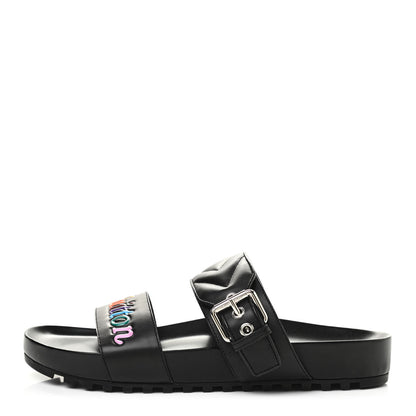 Louis Vuitton Calfskin New Wave Bom Dia Mule Sandals 40 Black 1 of 8