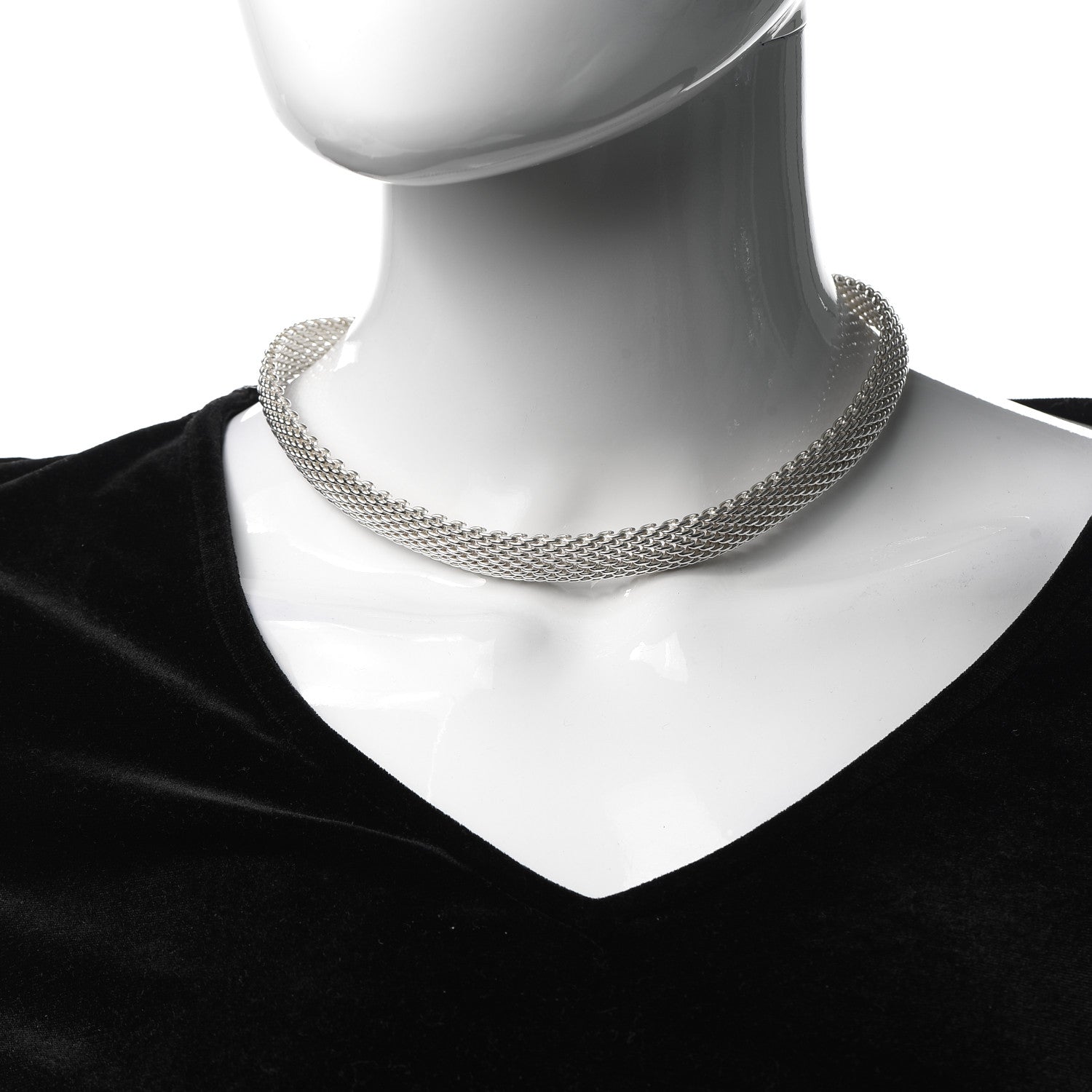 Tiffany Sterling Silver Somerset Mesh Necklace 2 of 7