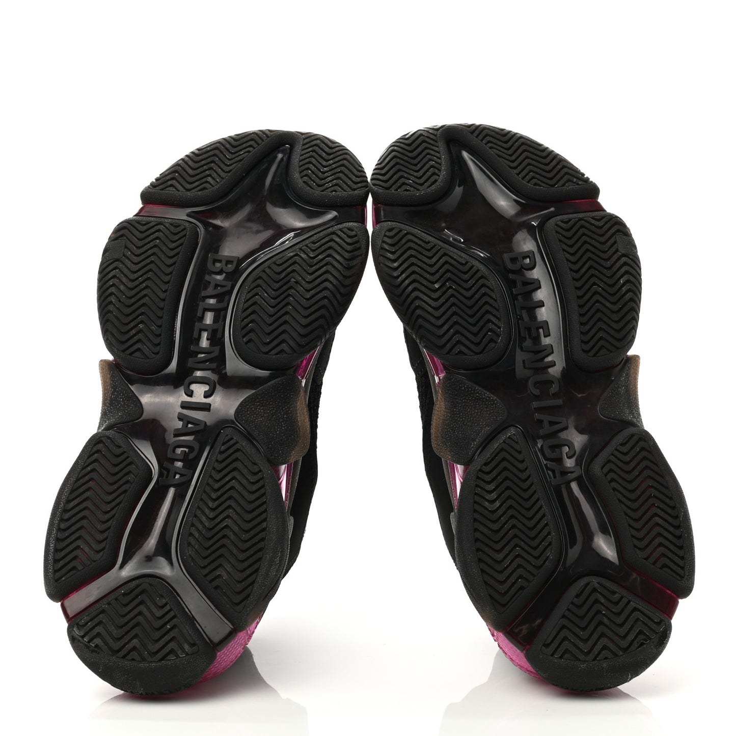 Fabric Mesh Clear Sole Womens Triple S Sneakers 38 Black Pink Neon