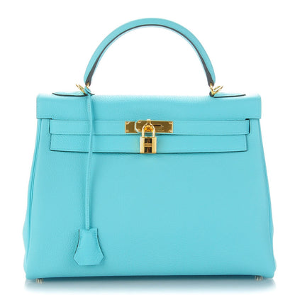 Hermes Togo Kelly Retourne 32 Bleu Atoll 1 of 25