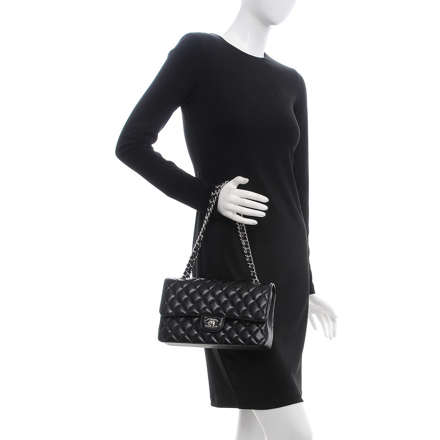 Chanel Caviar Quilted Medium Double Flap Black 2 of 8