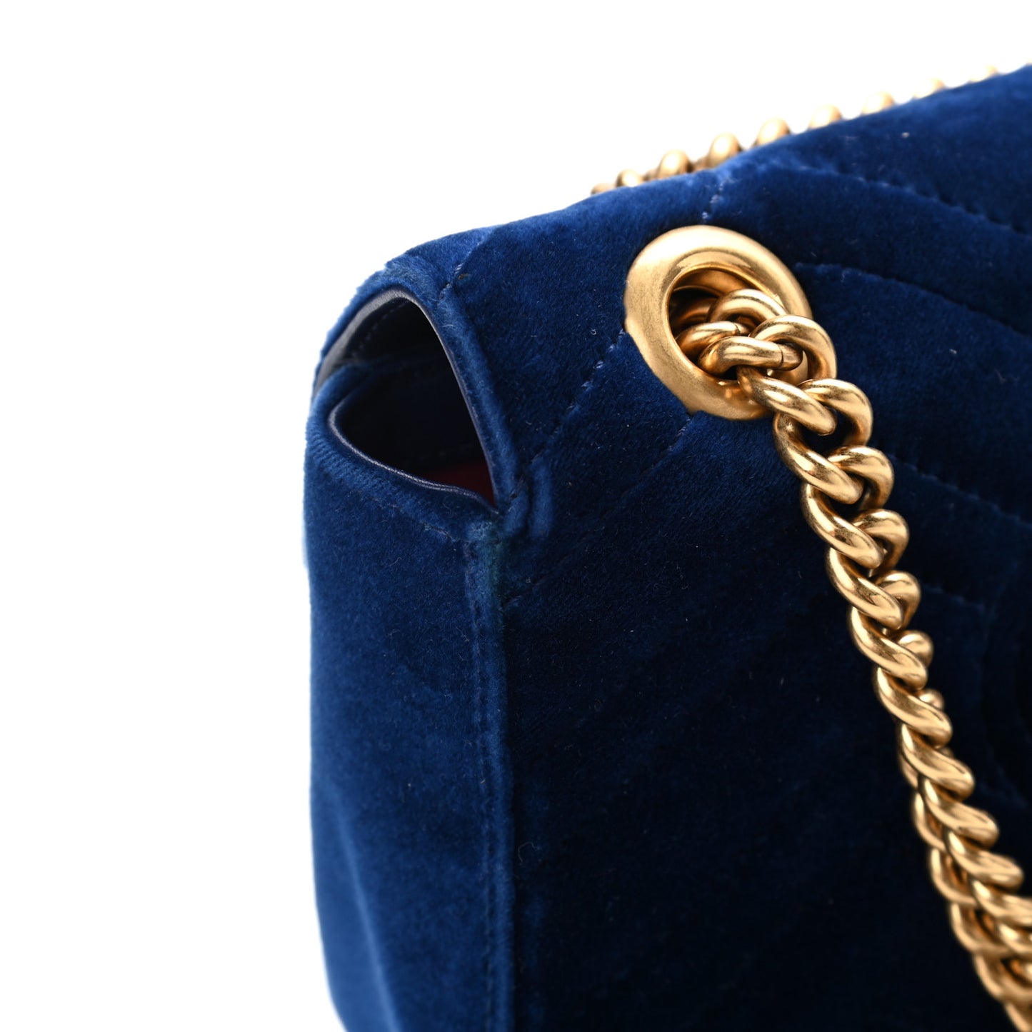 Velvet Matelasse Mini GG Marmont Shoulder Bag Cobalt Blue