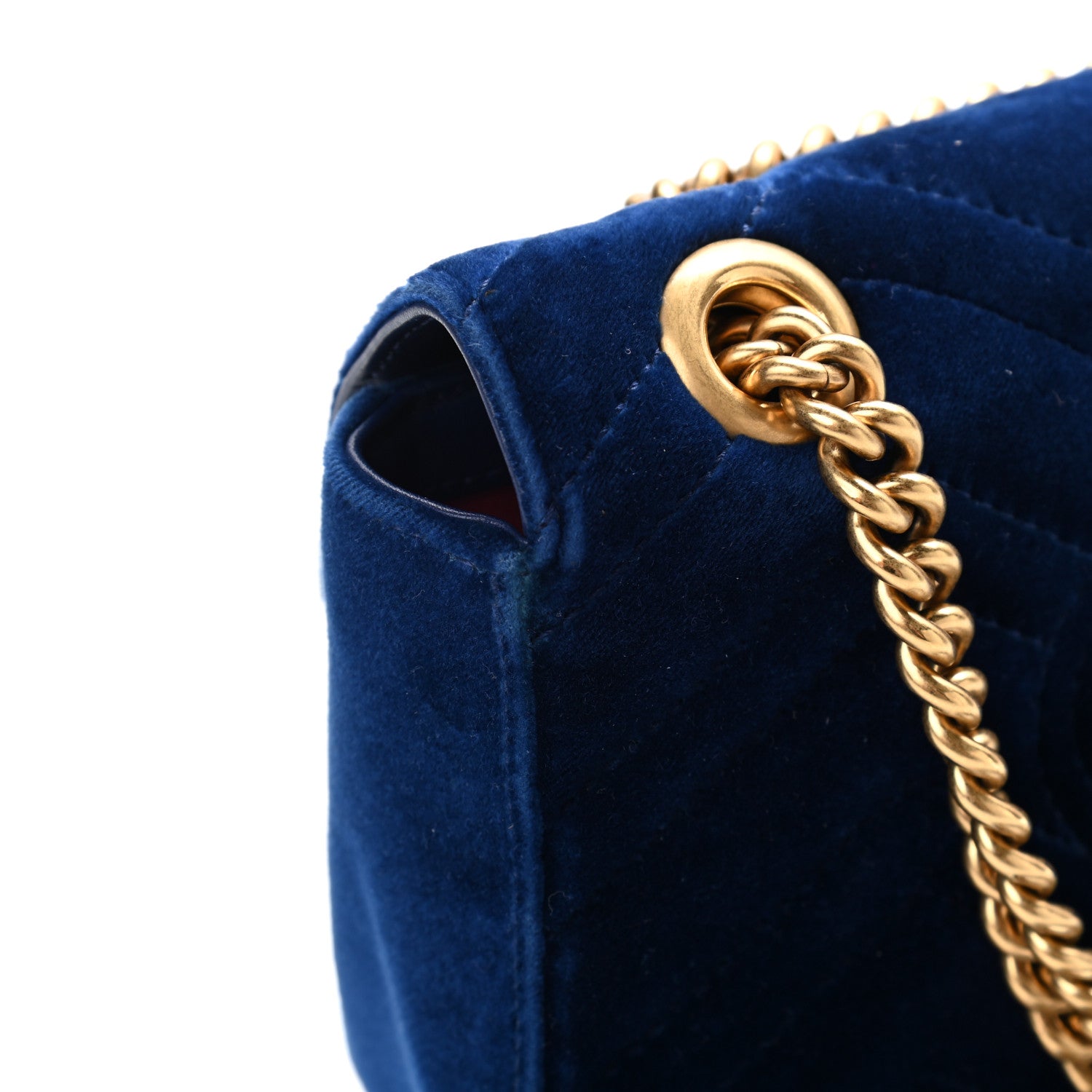 Gucci Velvet Matelasse Mini GG Marmont Shoulder Bag Cobalt Blue 13 of 13