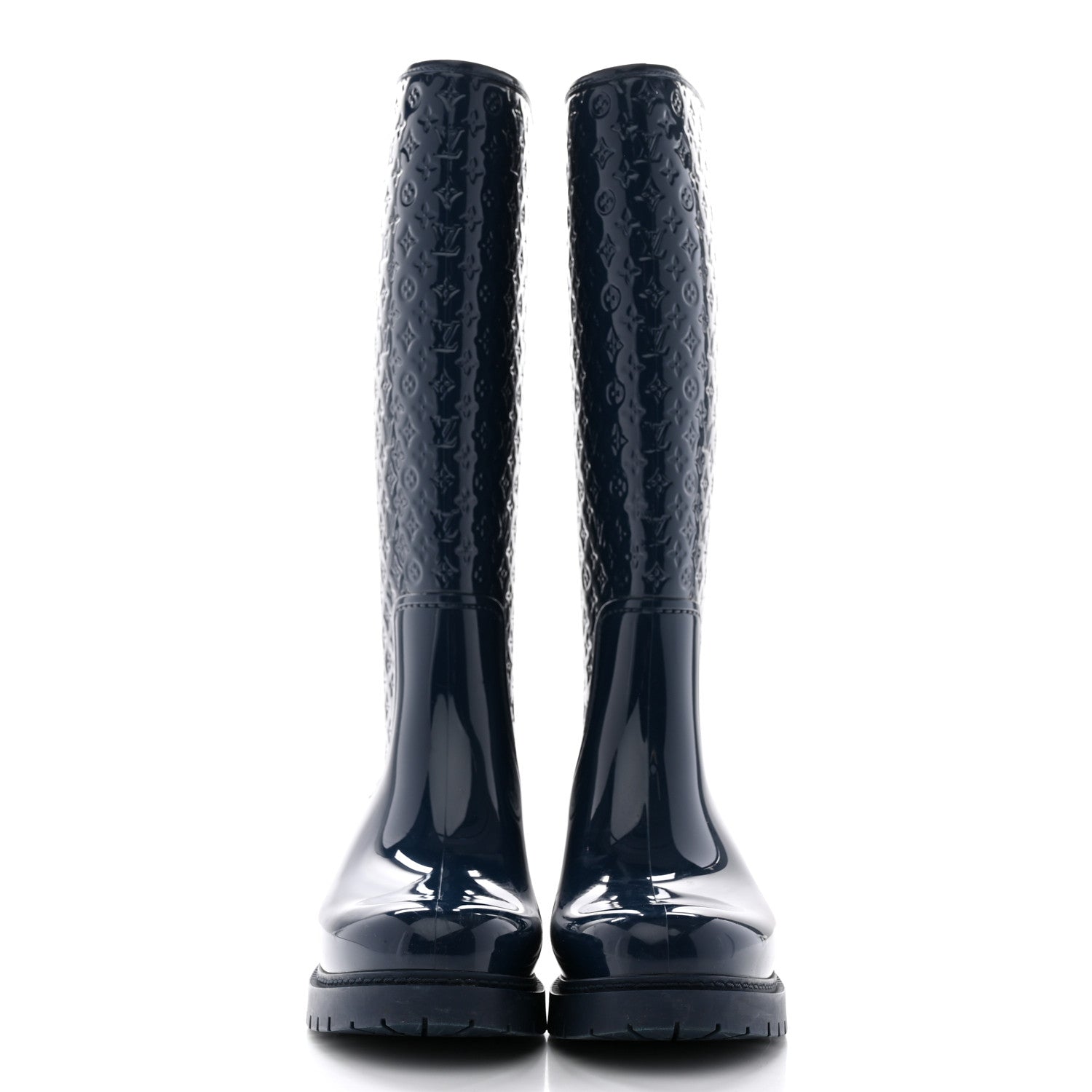 Louis Vuitton Rubber Embossed Monogram Splash Rain Boots 36 Blue 2 of 14