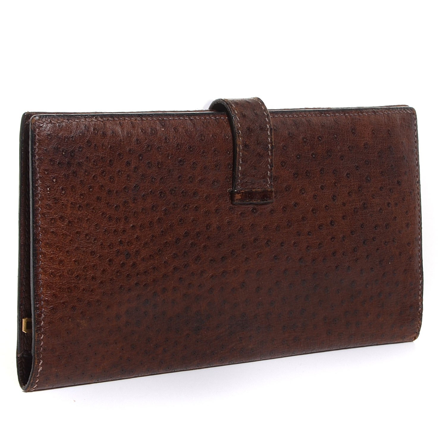 Hermes Ostrich Bearn Wallet Chocolate 3 of 9
