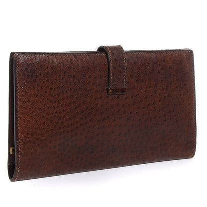 Hermes Ostrich Bearn Wallet Chocolate 3 of 9