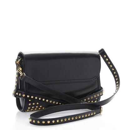 Burberry Polished Bridle Calfskin Studded Small Abbott Crossbody Bag Black 3 of 13
