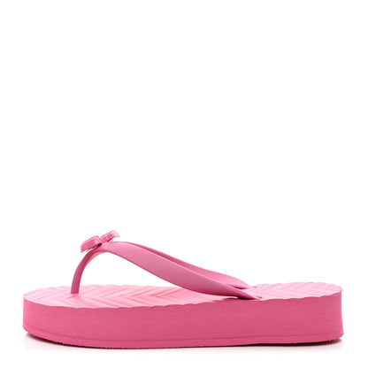 Gucci Rubber Chevron Womens GG Thong Sandals 36 Pink Tropical Flower 1 of 8