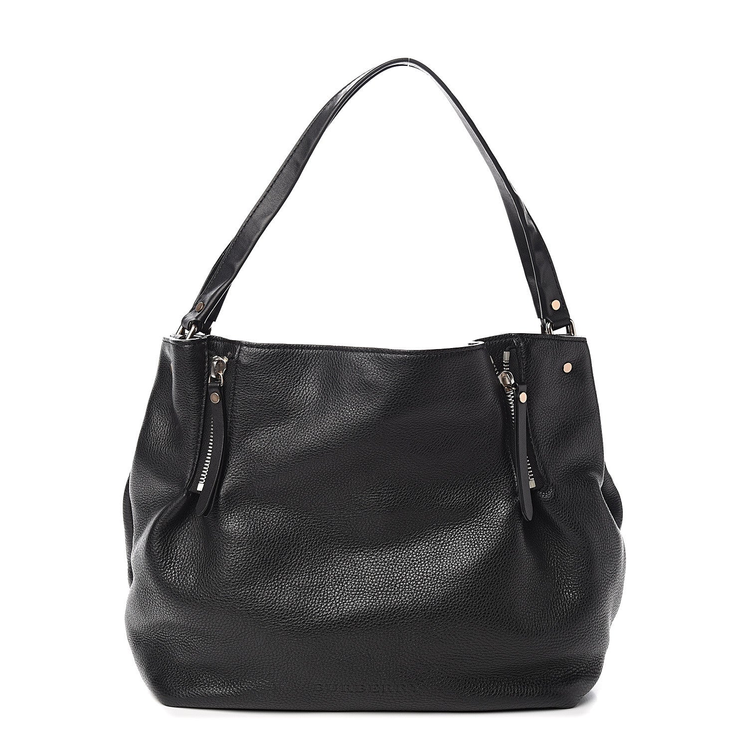 Burberry Grainy Calfskin House Check Medium Maidstone Black 1 of 10