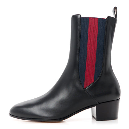 Gucci Calfskin Web Karen Ankle Boots 40 Black 1 of 8