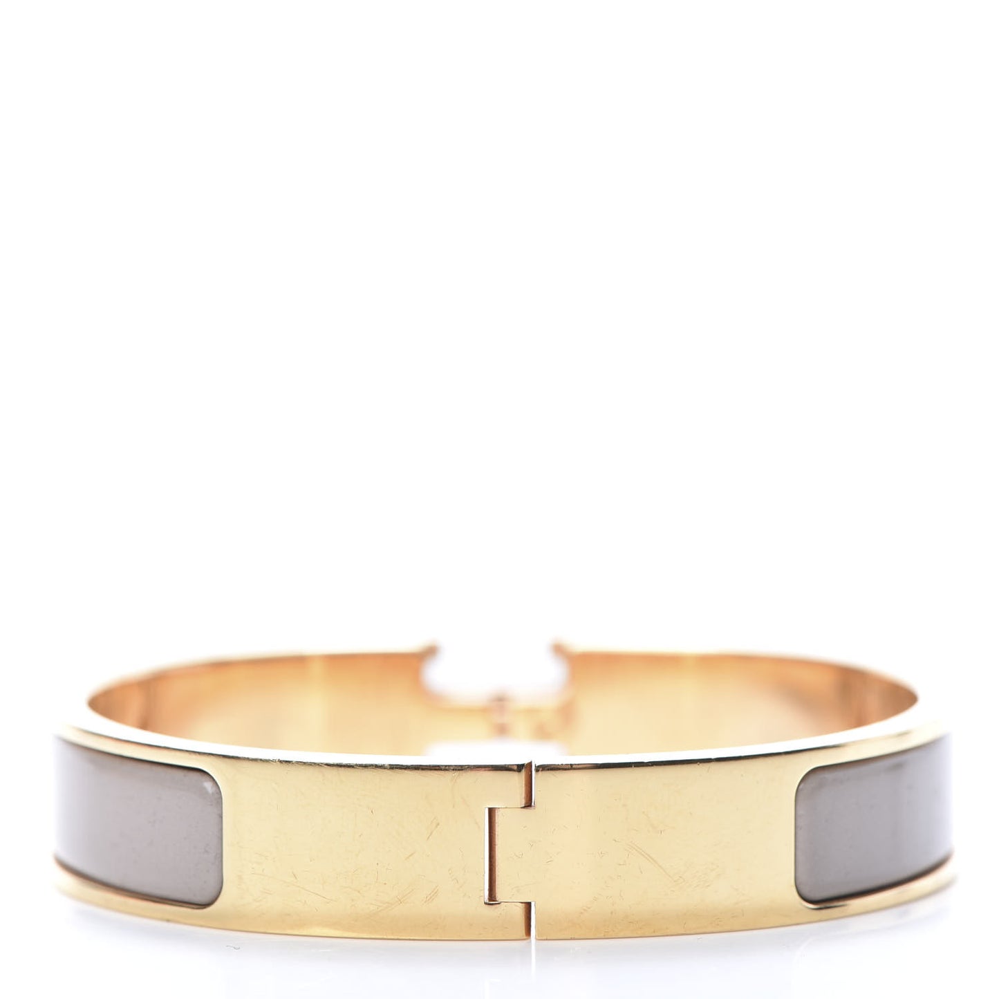 Enamel Narrow Clic Clac H Bracelet PM Marron Glace